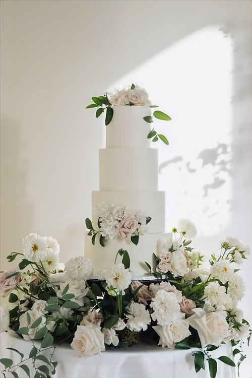 gluten free four tier elegant wedding cake flower meadow