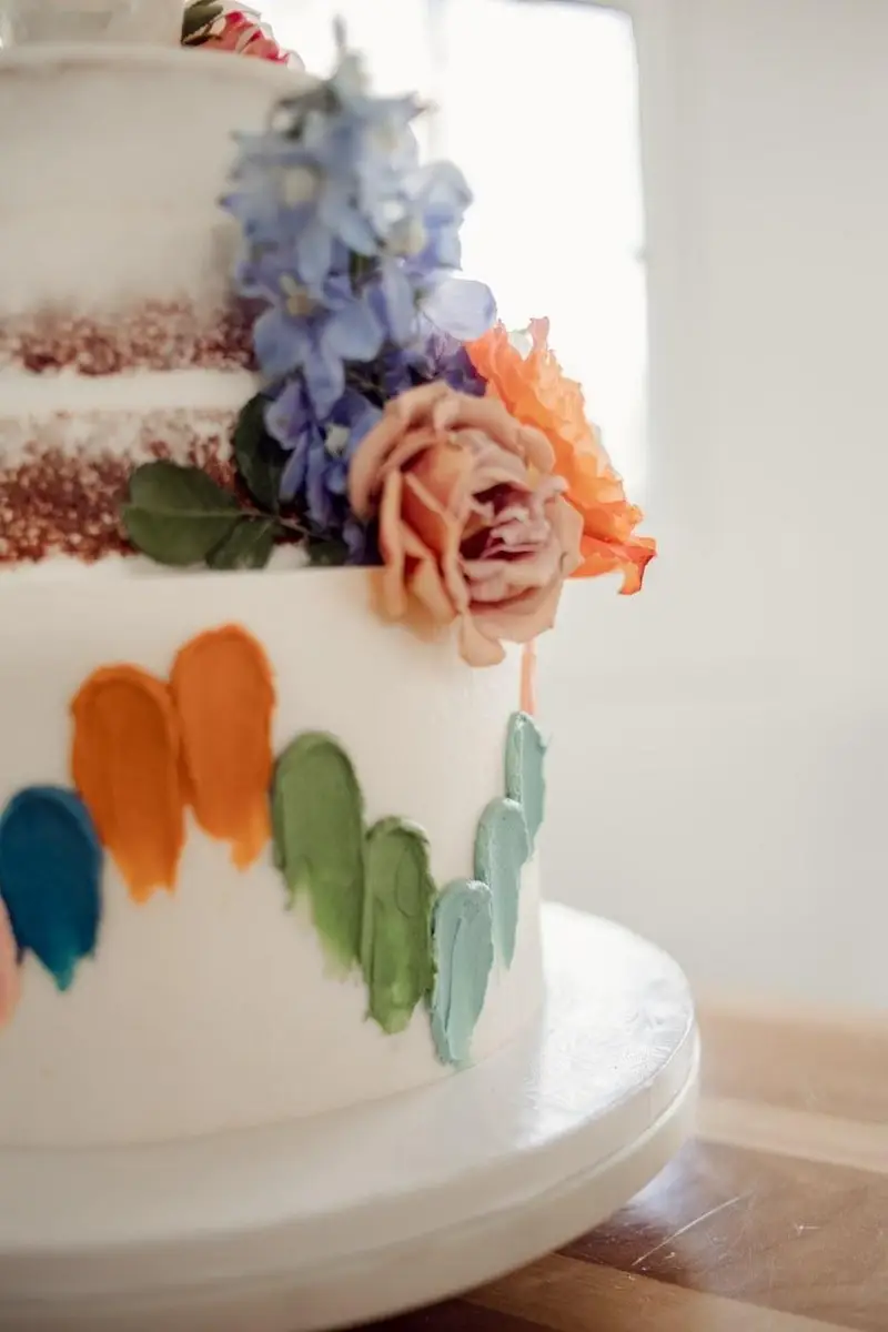 Buttercream wedding cake with florals by Sweet E's